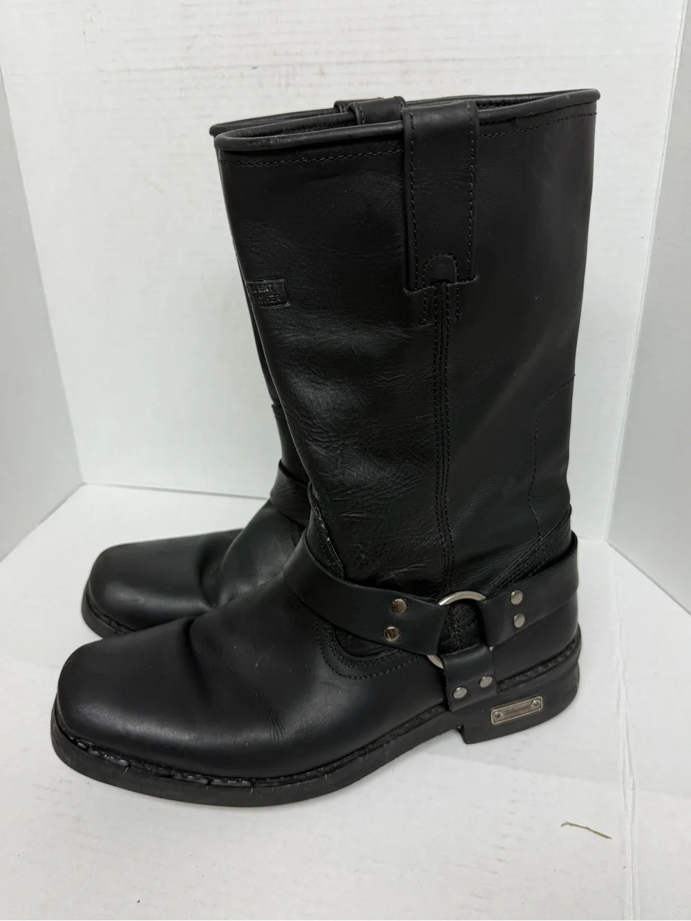 Xelement 1442 Classic Mens Black Leather Motorcycle Biker Harness Boots Size 10